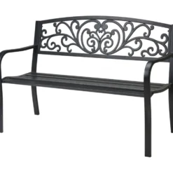 Sitzbank 127x60x85 cm aus Metall in Schwarz