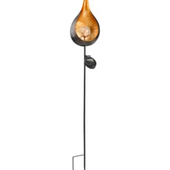 Solar LED-Gartensteckleuchte 93 cm flammenförmig mit Bodenspieß