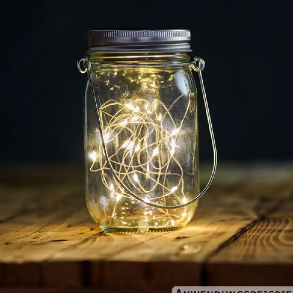 Solar-LED-Glas mit Silberdraht-Lichterkette