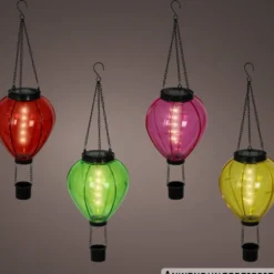 Solar-LED-Heißluftballon mit Flammeneffekt - 4-fach sortiert