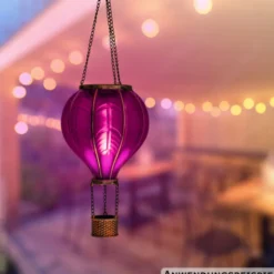 Solar-LED-Heißluftballon pink 46,5 cm