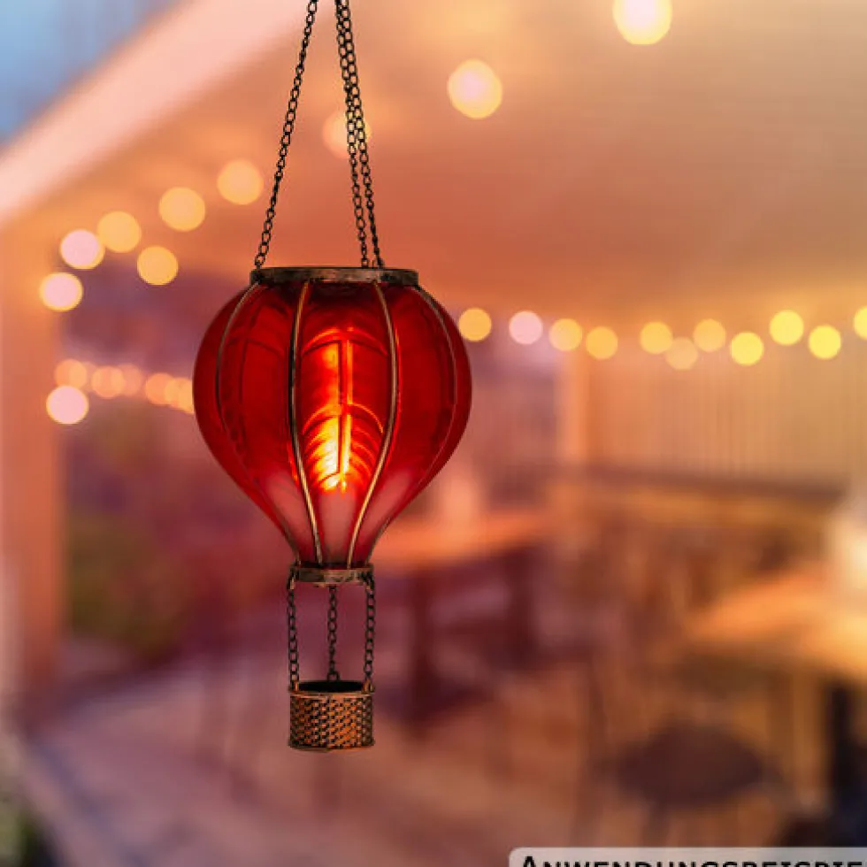 Solar-LED-Heißluftballon rot 46,5 cm