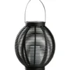Solar LED-Laterne Rattan-Optik in Schwarz-Anthrazit