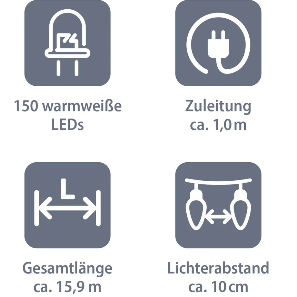 Solar-LED-Lichterkette 150 LEDs