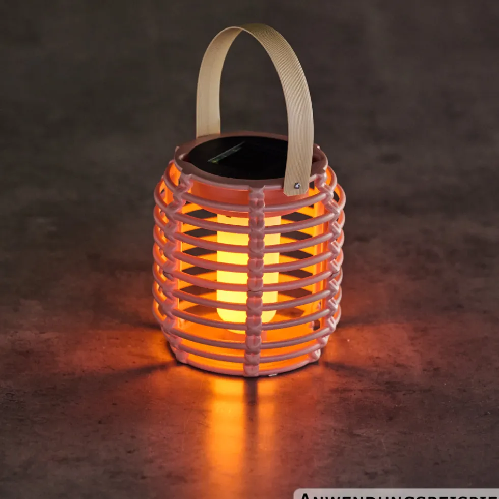 Solar LED-Tischleuchte Rattanoptik
