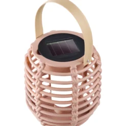 Solar LED-Tischleuchte Rattanoptik