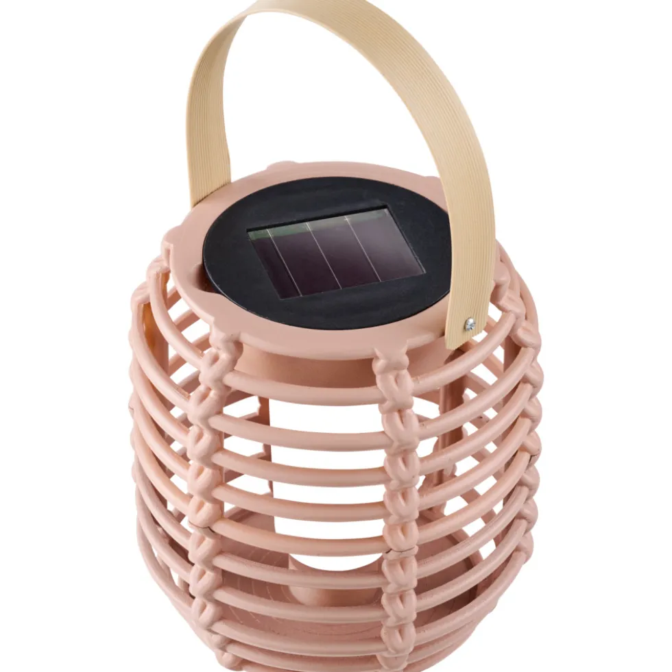 Solar LED-Tischleuchte Rattanoptik