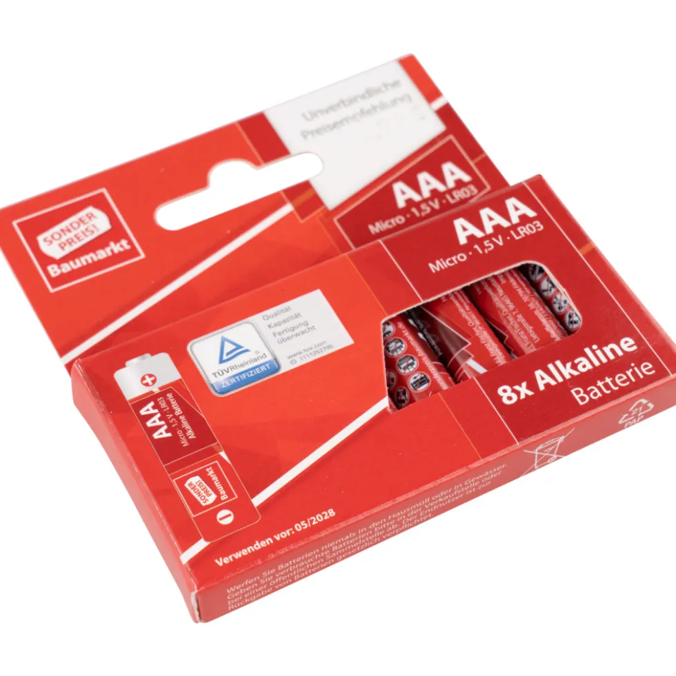 Sonderpreis Baumarkt Alkaline Batterien LR06 AAA Micro 8er Pack