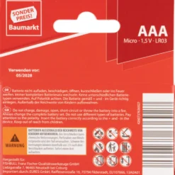 Sonderpreis Baumarkt Alkaline Batterien LR06 AAA Micro 8er Pack