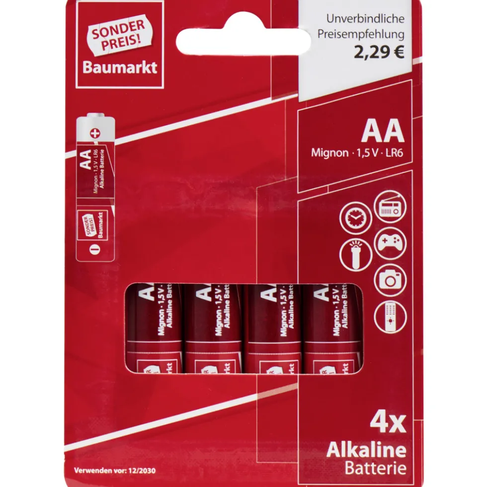 Sonderpreis Baumarkt Alkaline Batterien LR06 AA Micro 4er Pack