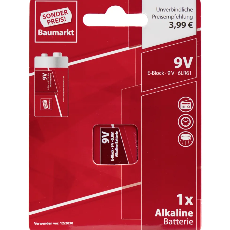 Sonderpreis Baumarkt Batterie 9V Block 1 Stück