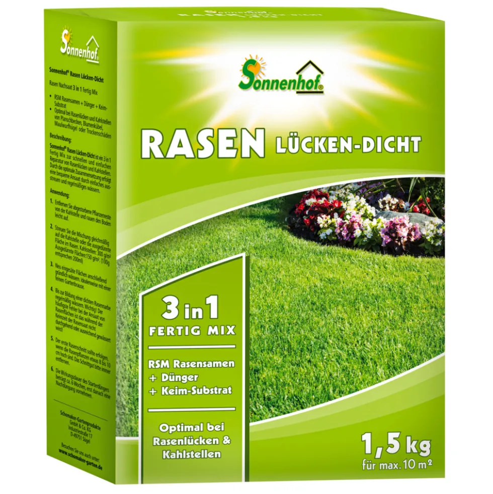 Sonnenhof Rasen-Lücken-Dicht 3in1 Fertig Mix 1,5 kg