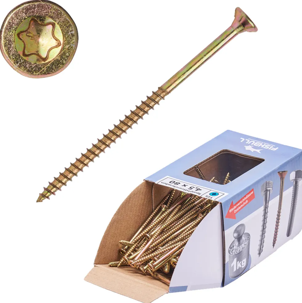 Spanplattenschraube 4,5x80 mm IVZ 1kg FISHBULL-Pack Senkkopf Teilgewinde