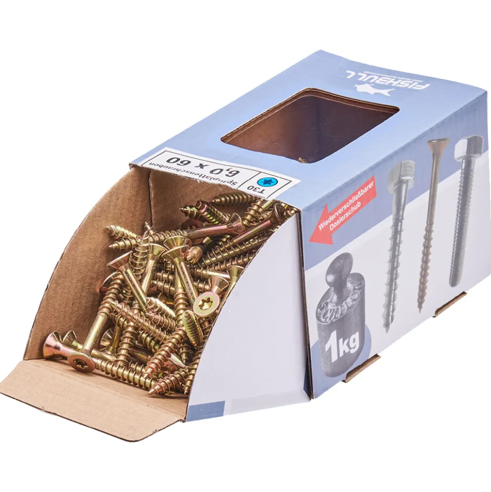 Spanplattenschraube 6x60 mm IVZ 1kg FISHBULL-Pack Senkkopf Teilgewinde