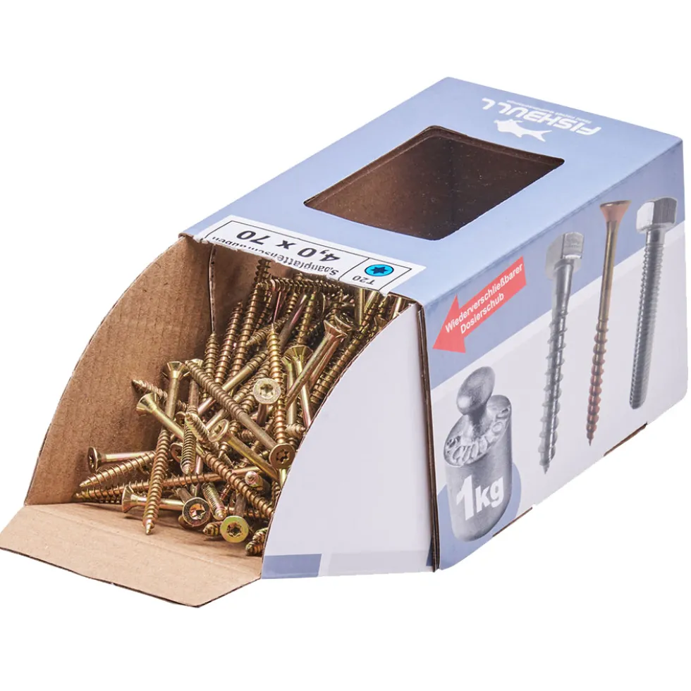 Spanplattenschraube 4,0x70 mm IVZ 1kg FISHBULL-Pack Senkkopf Teilgewinde