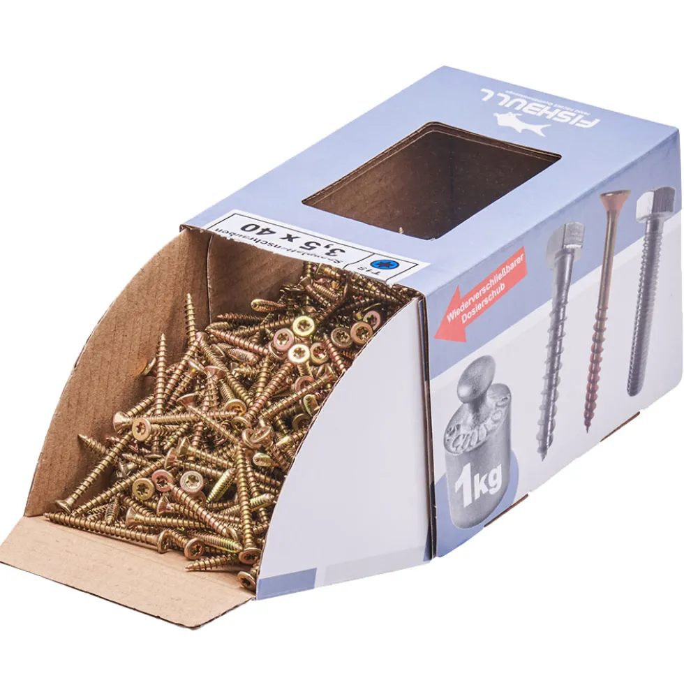 Spanplattenschraube 3,5x40 mm IVZ 1kg FISHBULL-Pack Senkkopf Vollgewinde