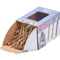 Spanplattenschraube 5,0 x 80 mm PZ 1kg FISHBULL-Pack Senkkopf Teilgewinde Kreuzschlitz