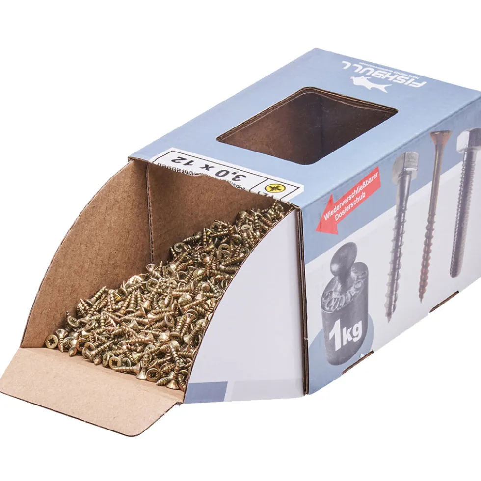 Spanplattenschraube 3,0x12 mm PZ 1kg FISHBULL-Pack Senkkopf Vollgewinde Kreuzschlitz