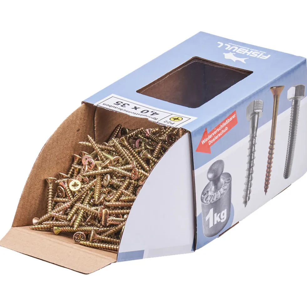 Spanplattenschraube 4,0 x 35mm PZ 1kg FISHBULL-Pack Senkkopf Vollgewinde Kreuzschlitz