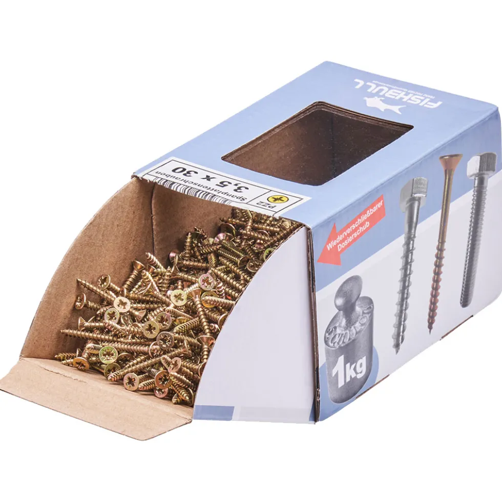 Spanplattenschraube 3,5x30 mm PZ 1kg FISHBULL-Pack Senkkopf Vollgewinde Kreuzschlitz