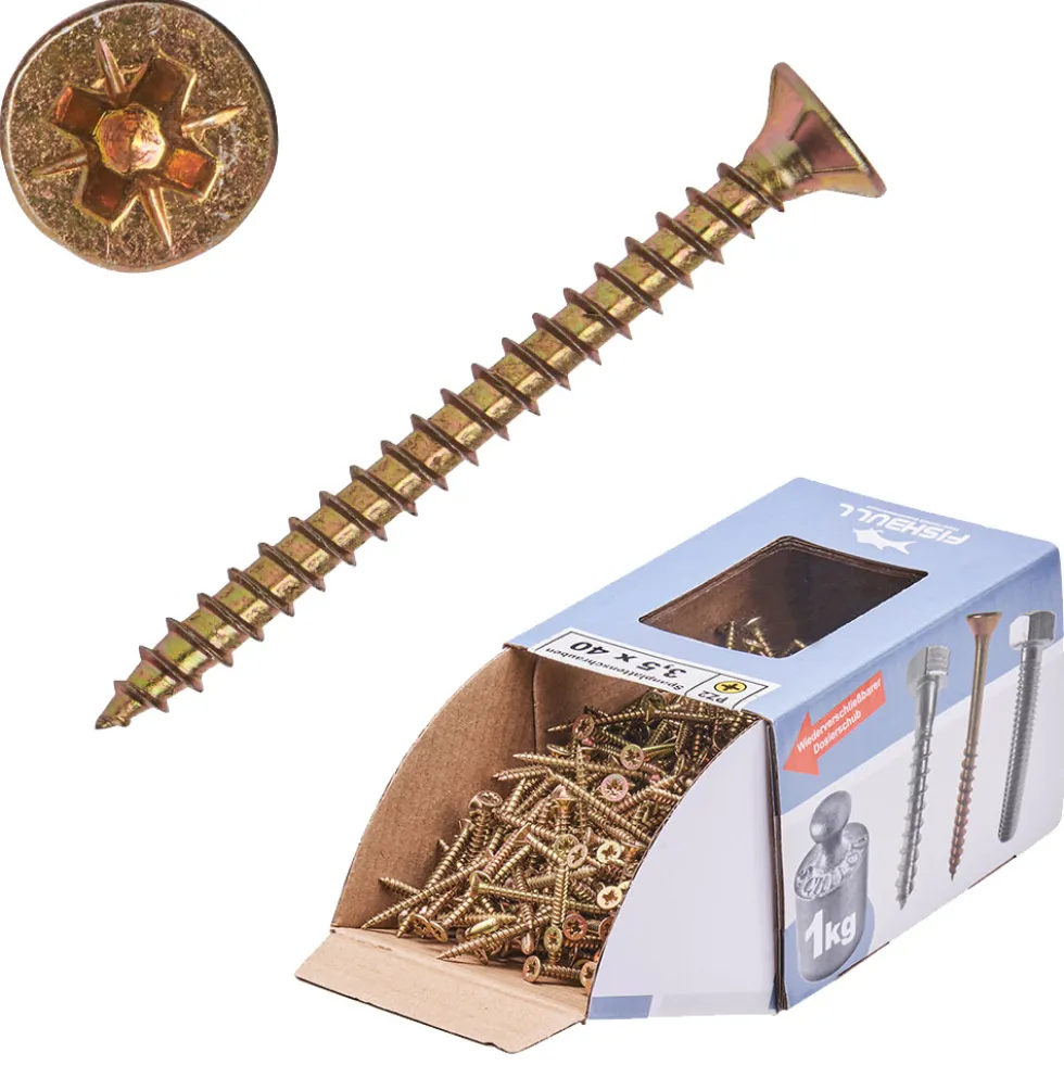 Spanplattenschraube 3,5x40 mm PZ 1kg FISHBULL-Pack Senkkopf Vollgewinde Kreuzschlitz
