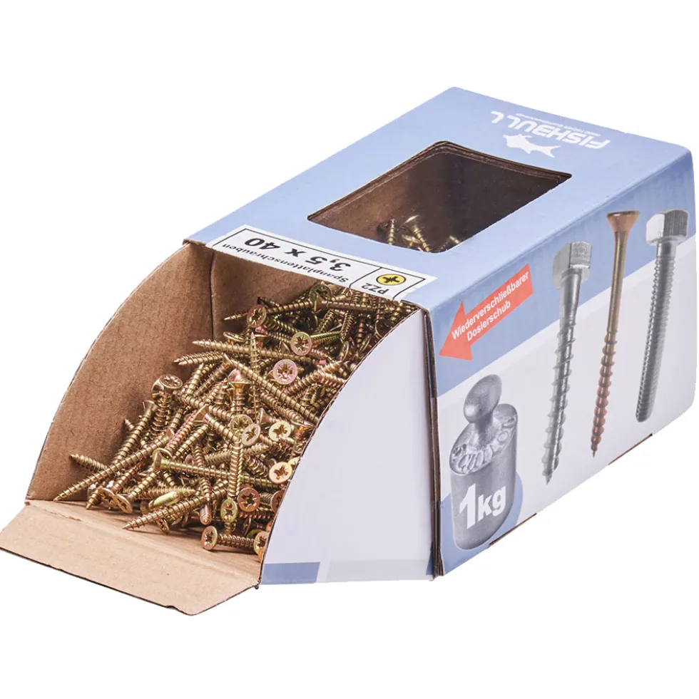 Spanplattenschraube 3,5x40 mm PZ 1kg FISHBULL-Pack Senkkopf Vollgewinde Kreuzschlitz