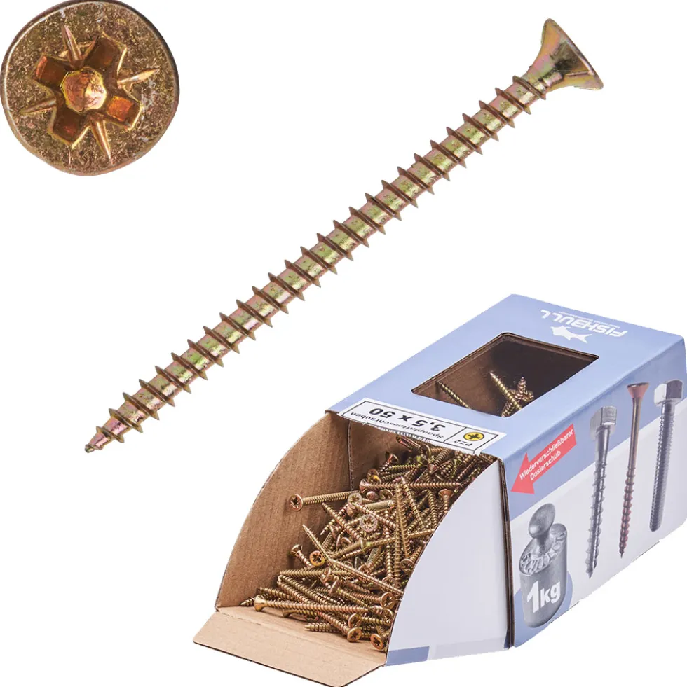 Spanplattenschraube 3,5x50 mm PZ 1kg FISHBULL-Pack Senkkopf Vollgewinde Kreuzschlitz