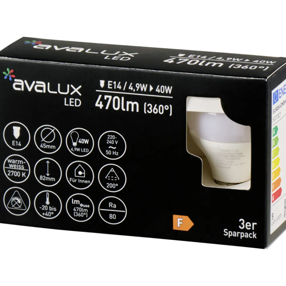 Sparpack 3 Stück LED Lampen Tropfenform E14 5W 470lm