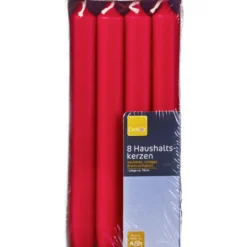 Stabkerzen-Set 8 Stück Ø 19 cm aus Echtwachs in Rot