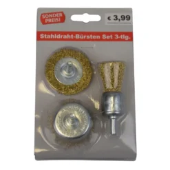 Stahldraht-Bürsten Set 3-teilig