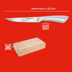 Steakmesser-Set aus Edelstahl 4-teilig in Holzbox