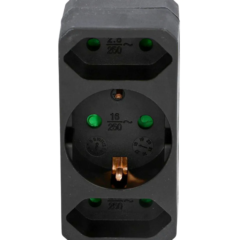 Steckdosenadapter 3-fach für innen schwarz