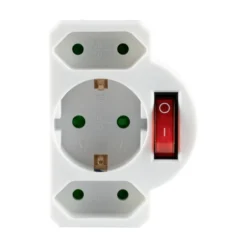 Steckdosenadapter 3-fach mit Schalter weiß für innen