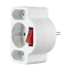 Steckdosenadapter 3-fach mit Schalter weiß für innen