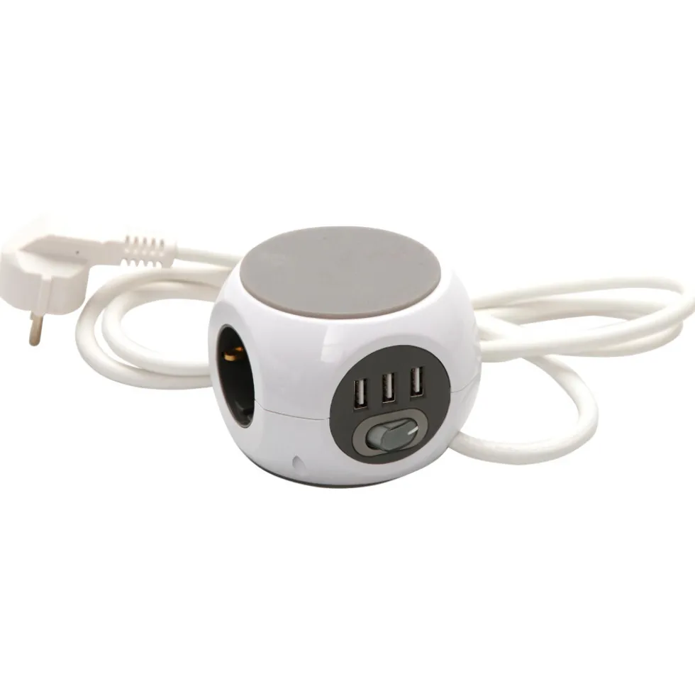 Steckdosenwürfel mit USB-Anschlüssen weiß