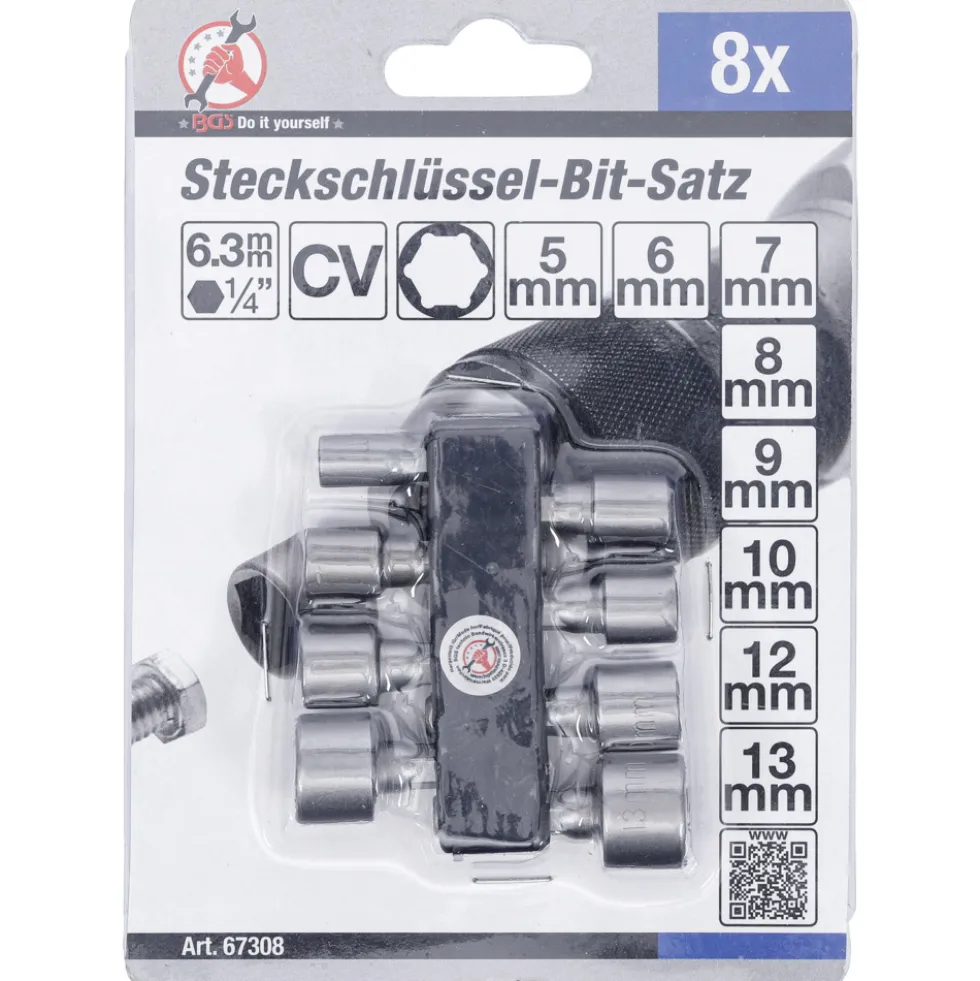 Stecknüsse Set 8-teilig 5-13 mm für Akkuschrauber