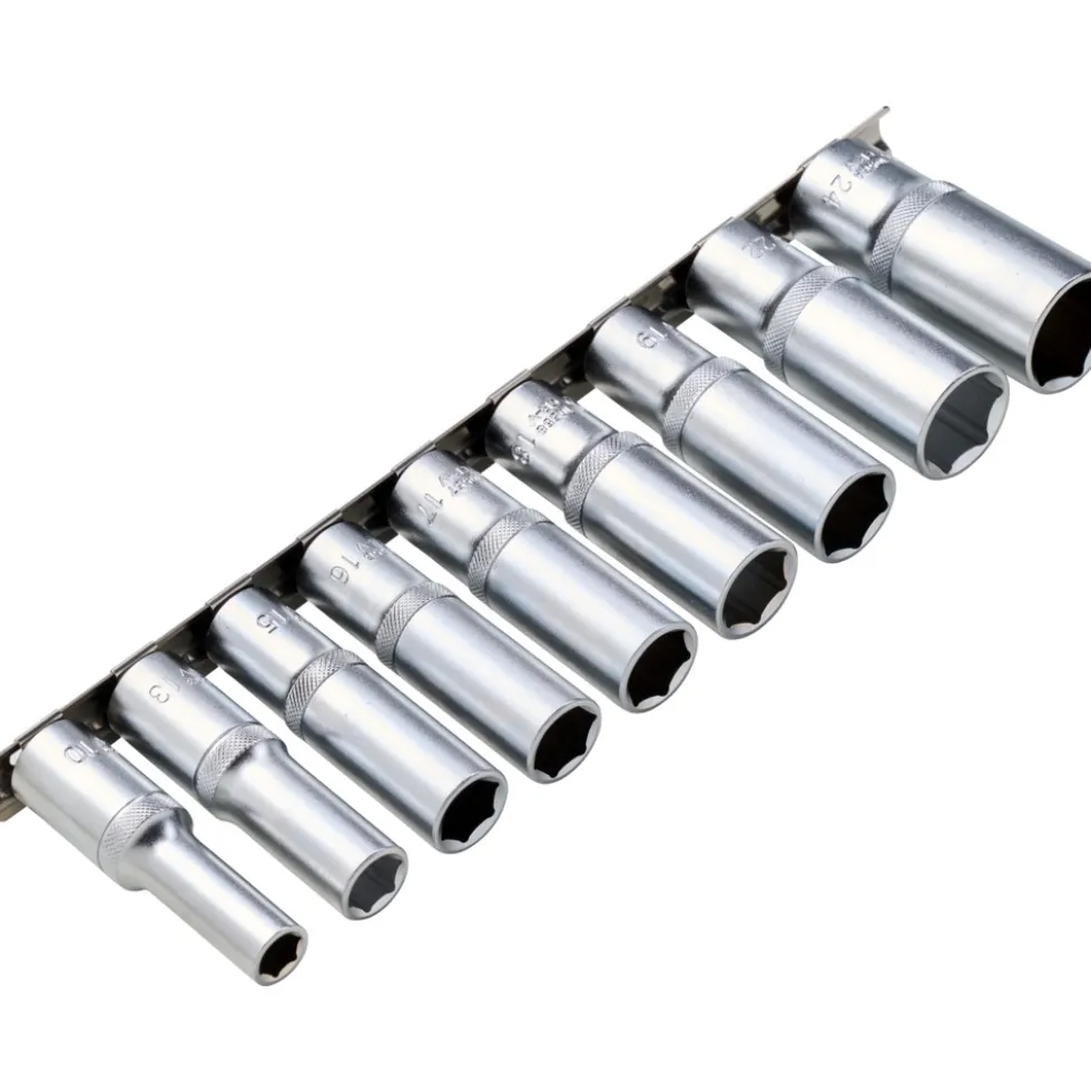 Steckschlüssel-Einsätze tief 10-24 mm 1/2" 9-tlg.