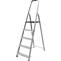 Stehleiter 5-stufig aus Aluminium mit 60 cm Haltebügel
