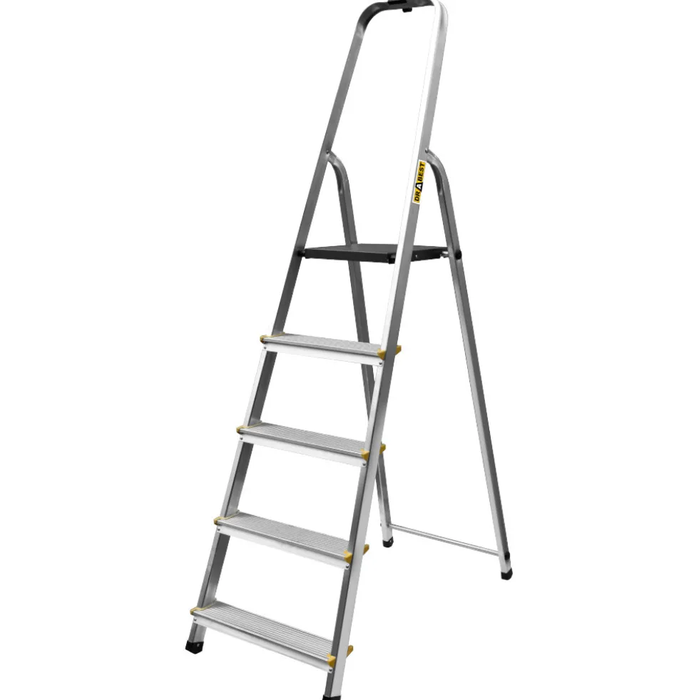 Stehleiter 5-stufig aus Aluminium mit 60 cm Haltebügel
