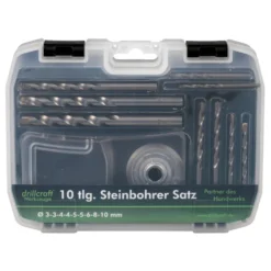 Steinbohrersatz 10-teilig, 3-10 mm, mit Bohrstaubfänger
