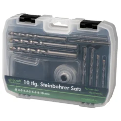 Steinbohrersatz 10-teilig, 3-10 mm, mit Bohrstaubfänger