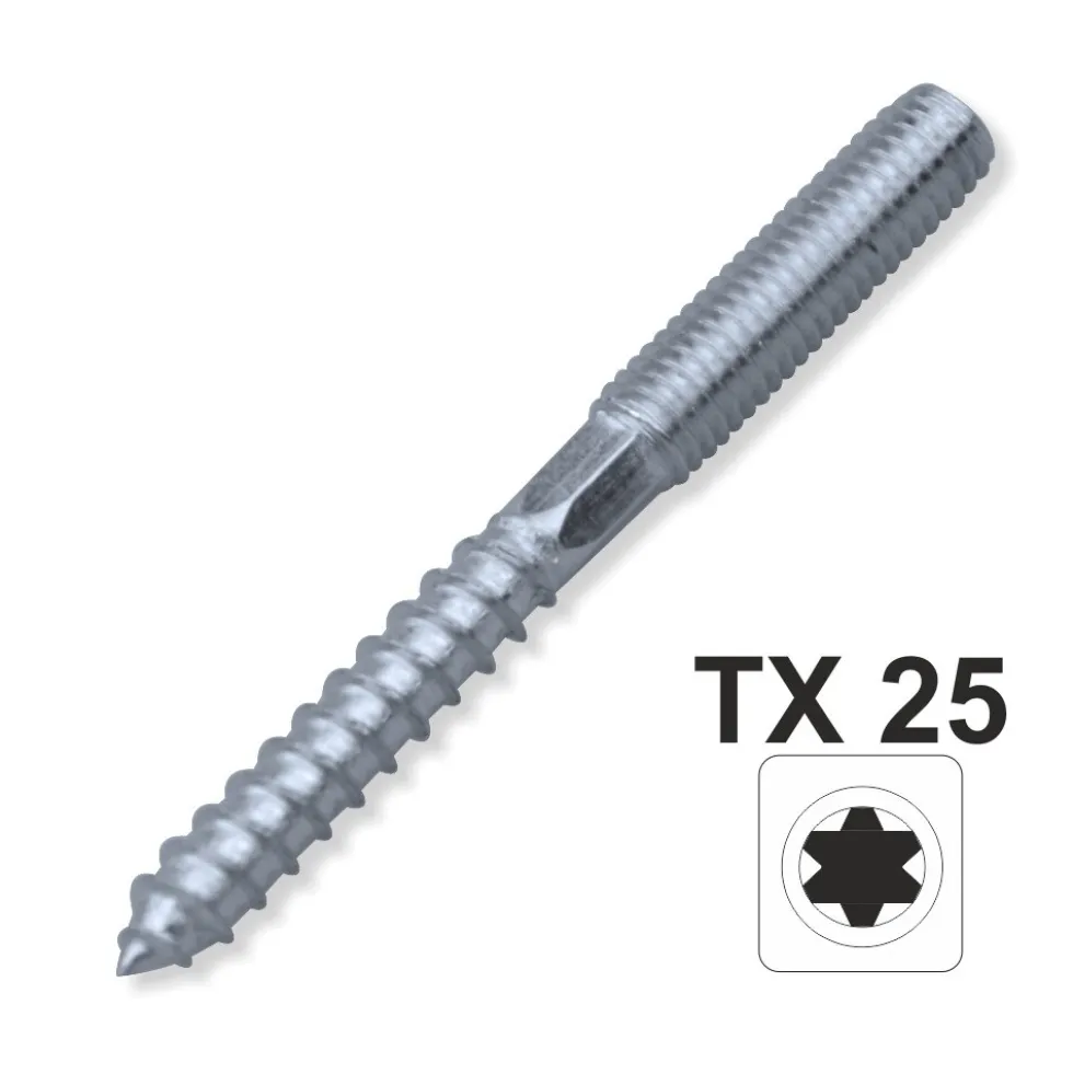 Stockschraube TX 10 x 120 mm Innensechsrund galvanisch verzinkt 6-kant Schlüsselfläche
