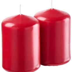 Stumpenkerze 2er-Set 80 x Ø 55 mm karminrot