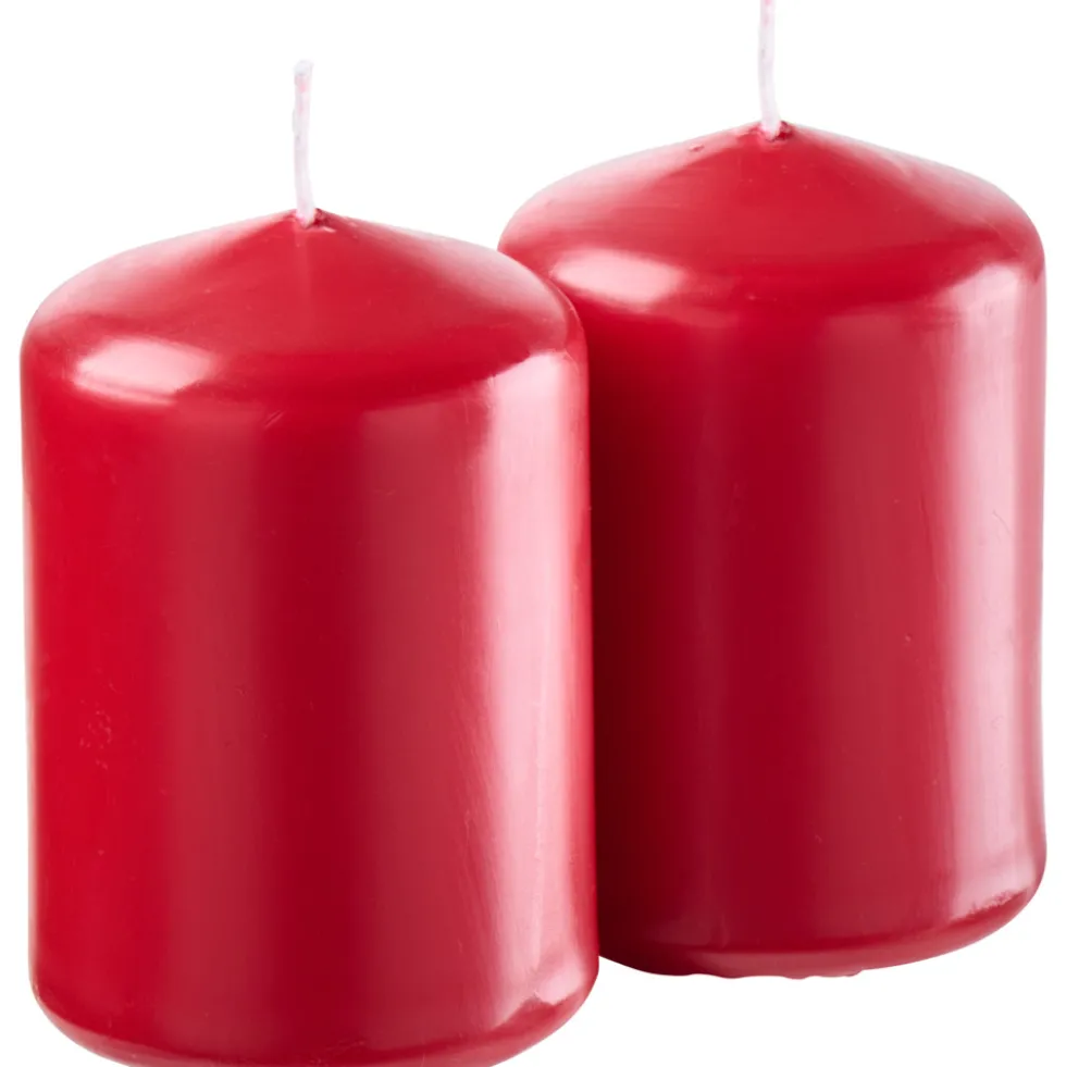 Stumpenkerze 2er-Set 80 x Ø 55 mm karminrot