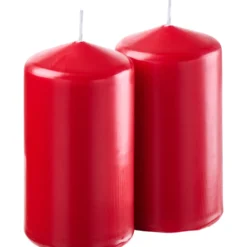 Stumpenkerze 2er-Set 120 x Ø 65 mm karminrot