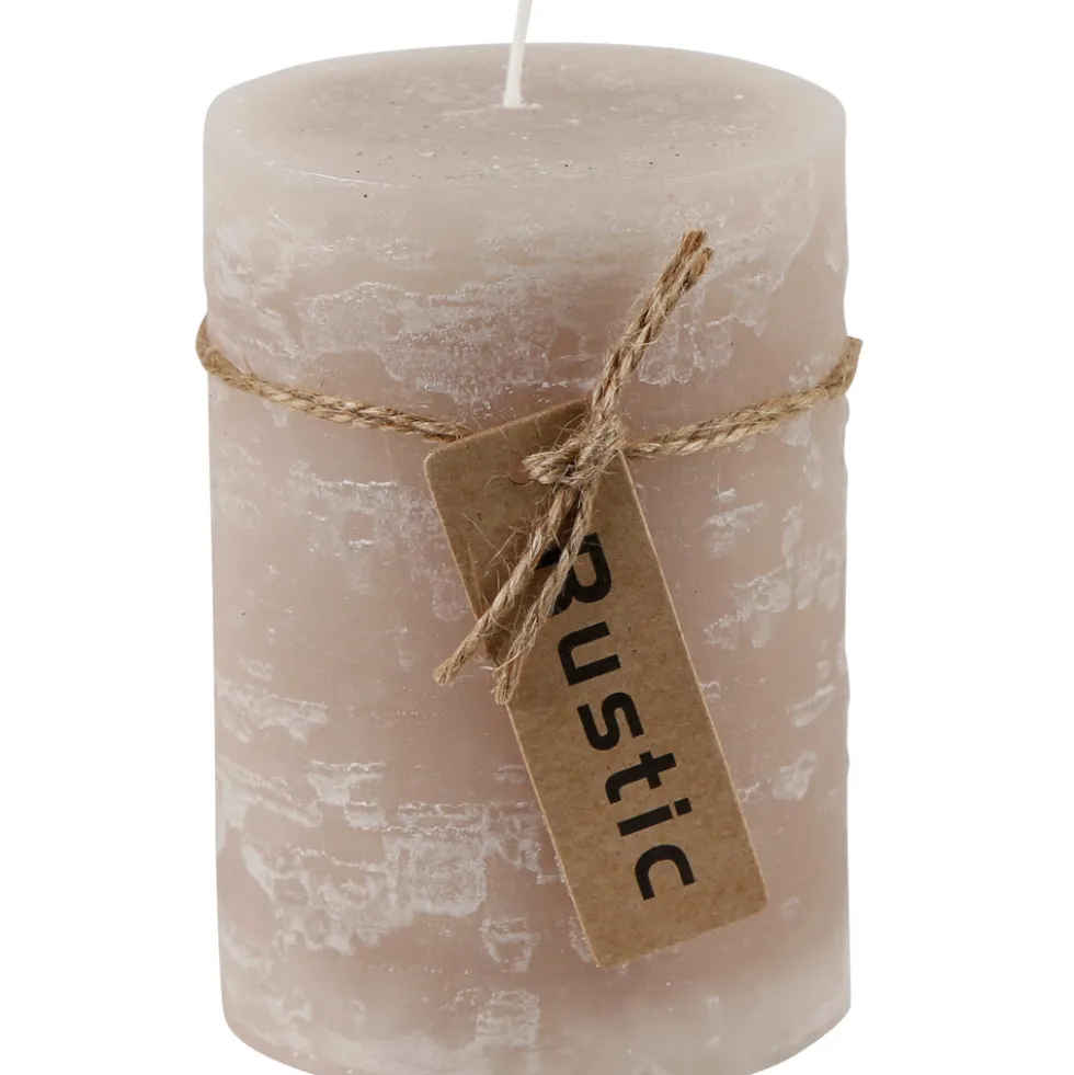 Stumpenkerze Rustic taupe 7 x 10 cm