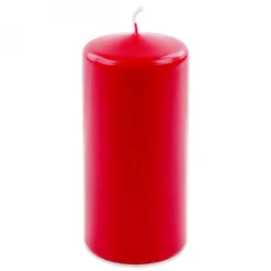 Stumpenkerze Ø 6 x 8 cm aus Echtwachs in rot