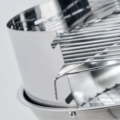 Säulengrill rund aus Edelstahl mit Bodenplatte