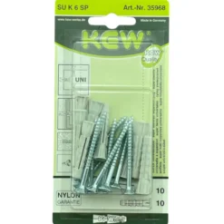 SUPER-Universal-Kragendübel Ø 6 mm mit Spanplattenschrauben, 10 Stück