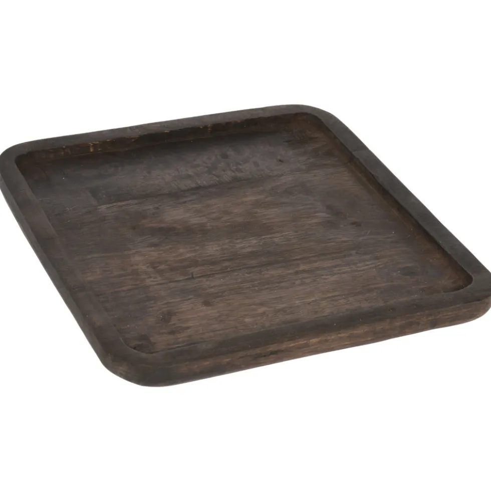 Tablett quadratisch 25 x 25 cm aus gebranntem Mangoholz